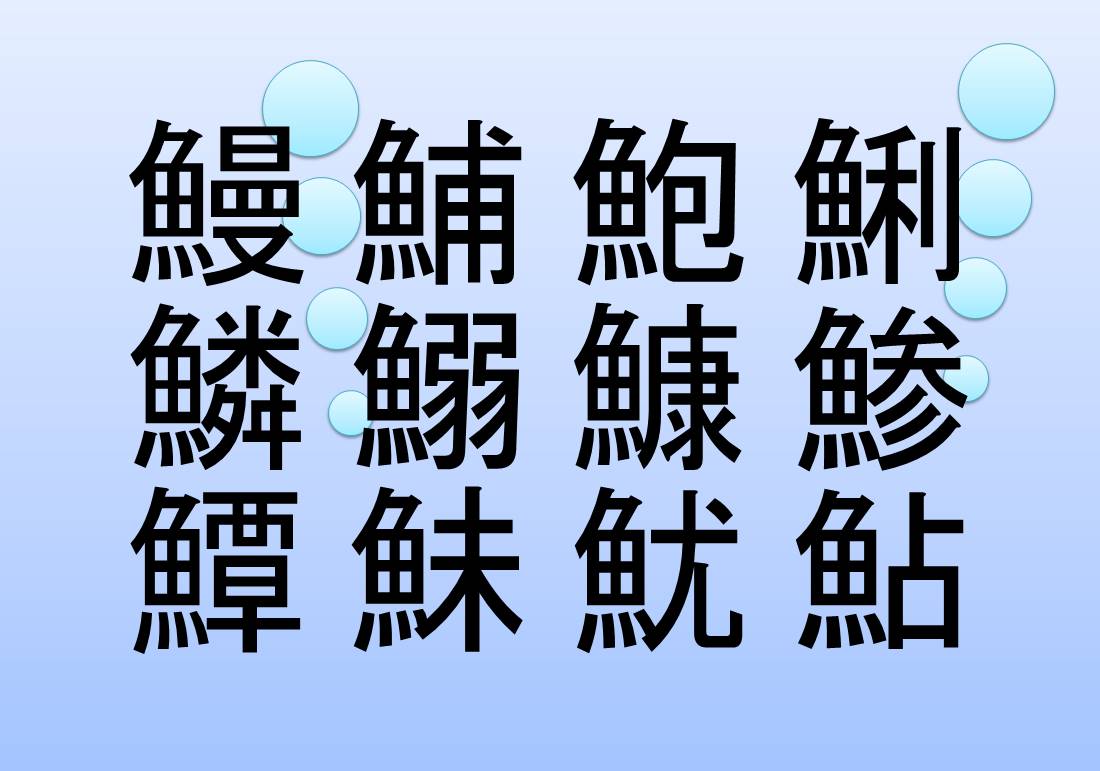 魚偏（うおへん･さかなへん）のつく漢字･読み方一覧